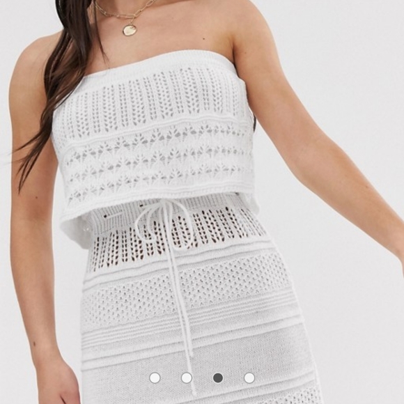 ASOS DESIGN white crochet bandeau maxi dress - Picture 3 of 4